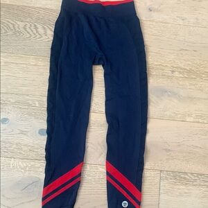 Tory Sport Blue Leggings with Red Stripes